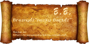 Breznyánszky Bartó névjegykártya